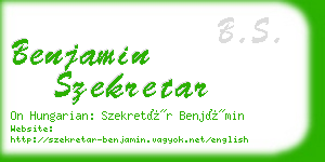 benjamin szekretar business card